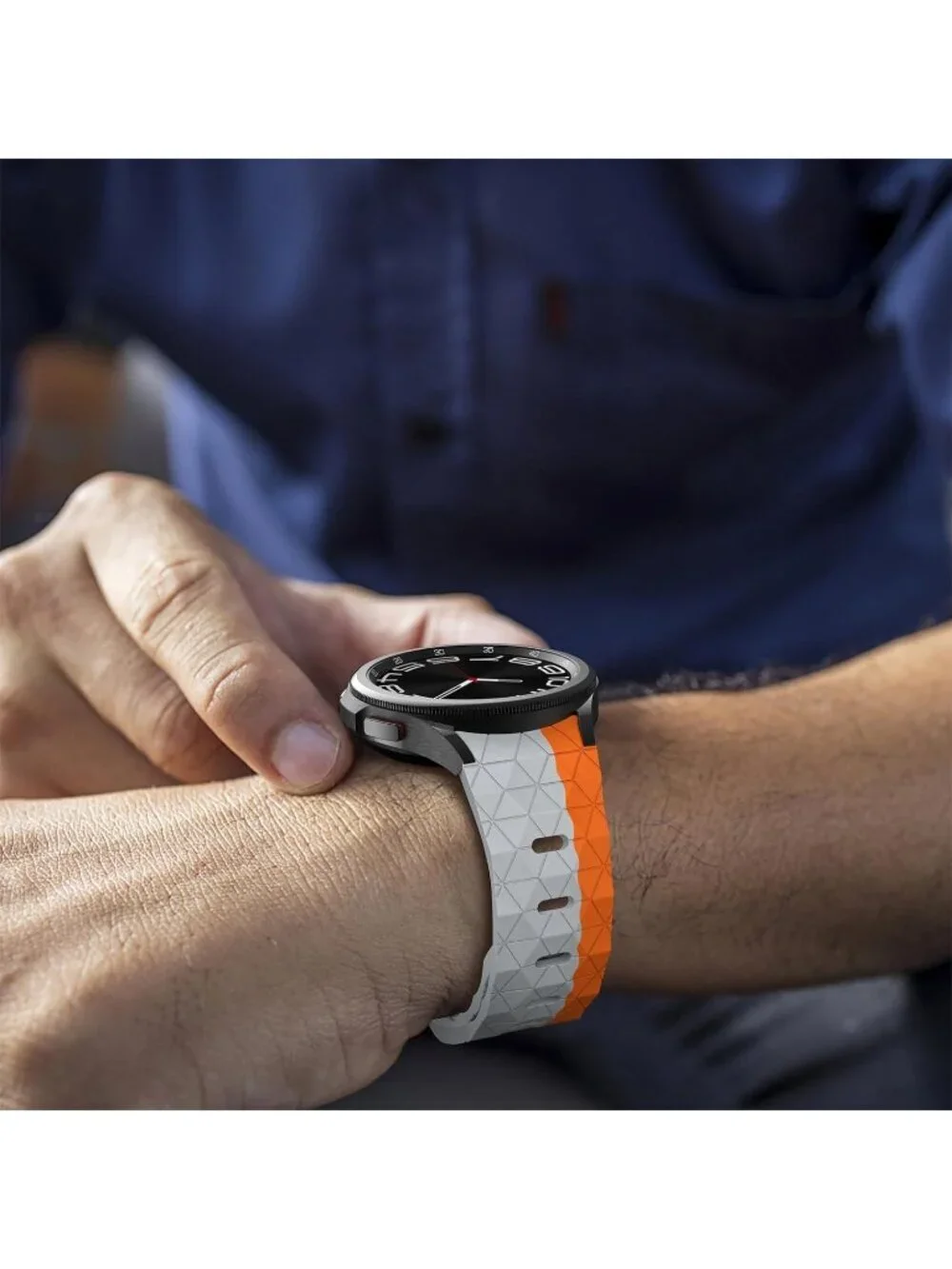 Men's Grey Orange Analog Sport Silicone Replacement Samsung Galaxy Classic Watch